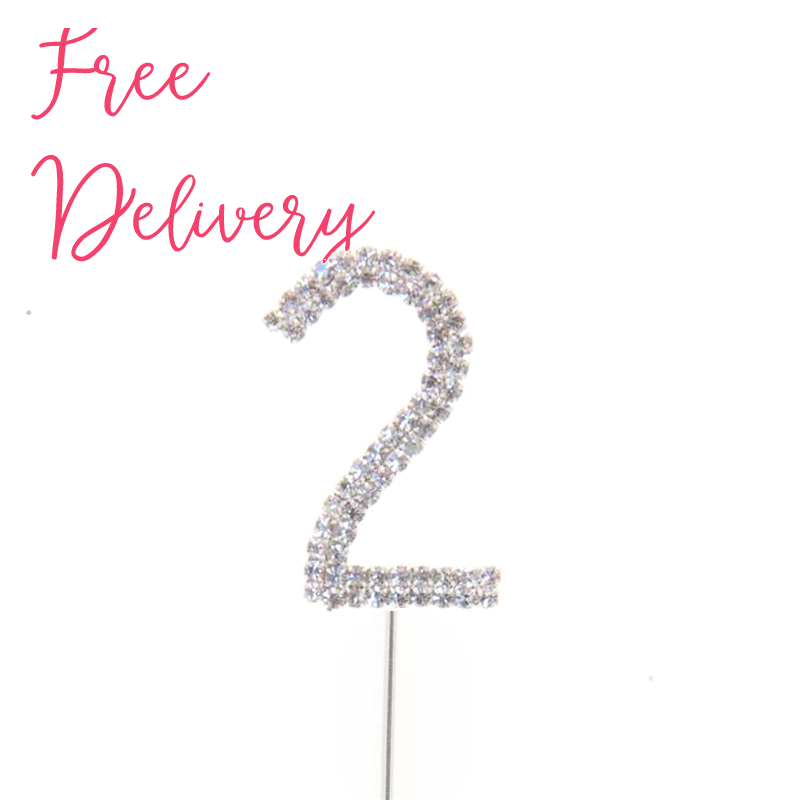 No. 2 Birthday Diamante Cake Topper Decoration Pick