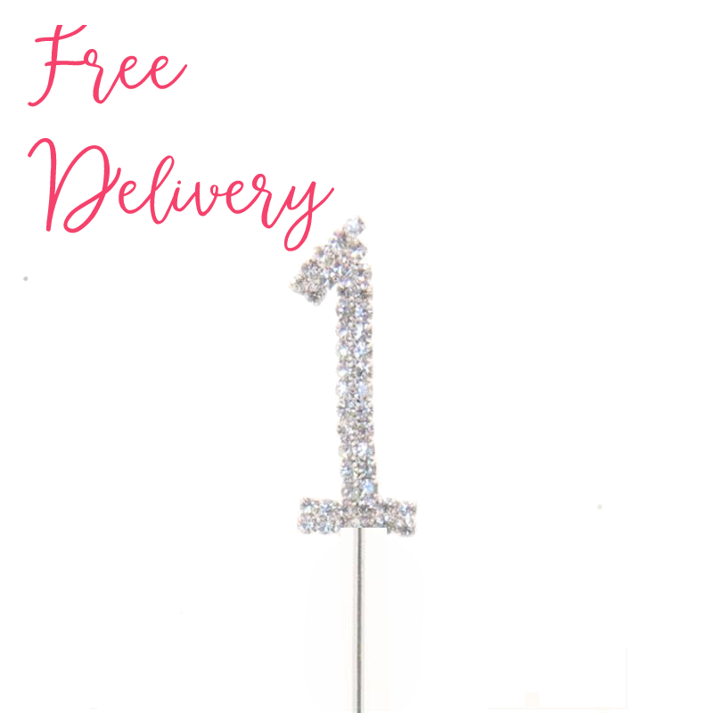 No. 1 Birthday Diamante Cake Topper Decoration Pick